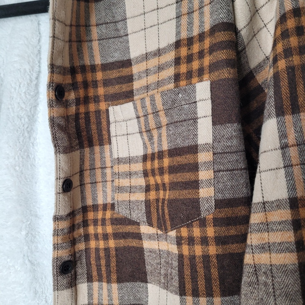 Miss Sparkling Women's Plaid Sherpa Lined Button Jacket XL Brown Beige Orange - Picture 5 of 7